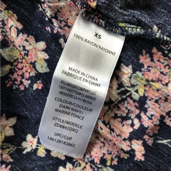 Ivy Tiered Babydoll Floral Print Mini Dress in Navy Size XS - Picture 9 of 11